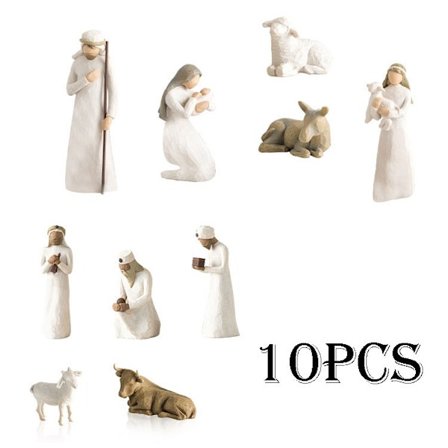 Willow Tree Jouluseimi-setti, jossa on 10 käsinmaalattua jouluhahmoa