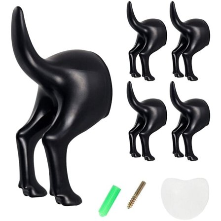 5 stk. hundekroge med justeringsskruer og dobbeltklæbende tape til hatte, frakker og nøgler til hjemmet og køkkenet
