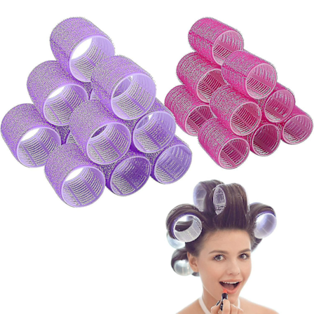Jumbo Size Hair Roller Sets, Self Grip, Salon Hair Dressing Curlers, Hair Curlers, 2 Size 24 Packs