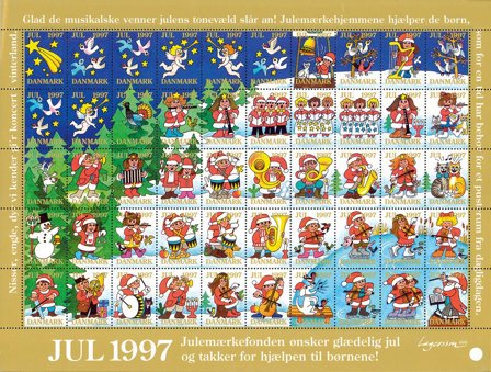 Danmark - Julemærkeark 1997 - Takket - Ufoldet