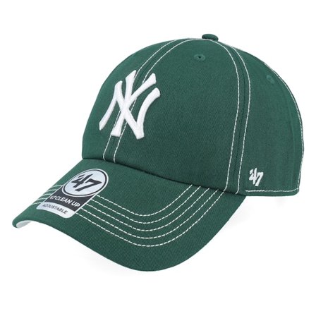 47 Brand - MLB Groen unconstructed Cap - New York Yankees MLB Stitch 47 Clean Up Dark Green Dad Cap @ Hatstore