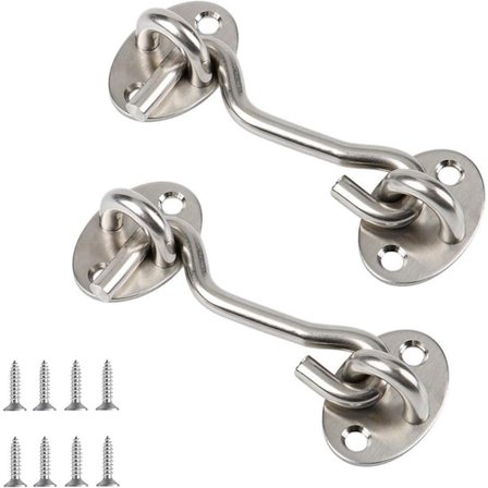 2 kpl - Tuulikoukku - 3 " - Tuulihaka - Oven saranat - Oven salpa - Sarana - navetan oven koukku