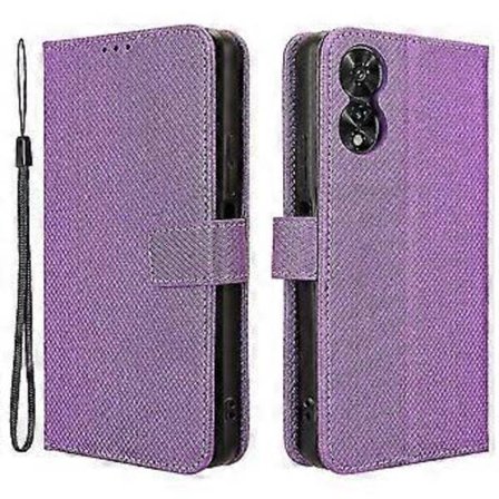 Fodral för TCL 505 T509K T5094 Diamanttextur PU Läder Kortplatser Ställ Telefonskydd (Lila)