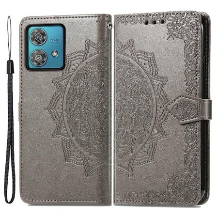 Mandala läder Motorola Edge 40 Neo fodral - Grå