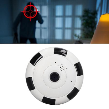 Sikkerhetskamera Panoramisk Nattsyn 3D Realtids Trådløs Modus IP-kamera for Hjem EU-kontakt 100‐240V Hvit