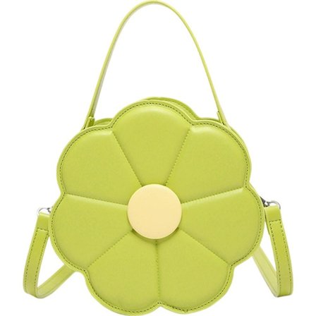 PU Læder Håndtasker til Kvinder, Grøn Blomsterformet Hank Skuldertaske, Stilfuld Underarms Taske, Moderne Crossbody Taske, Elegant Lille