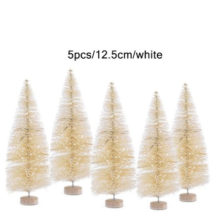 5 stk. 5cm-12.5cm Mini Juletre Gull Grønt Lite Furu Sisal Plassert På Skrivebordet Nyttår Julebord Ornamenter Navidad