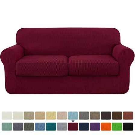 Vinfarvet, 2 separate sædehyndeovertræk med tekstureret mesh-el