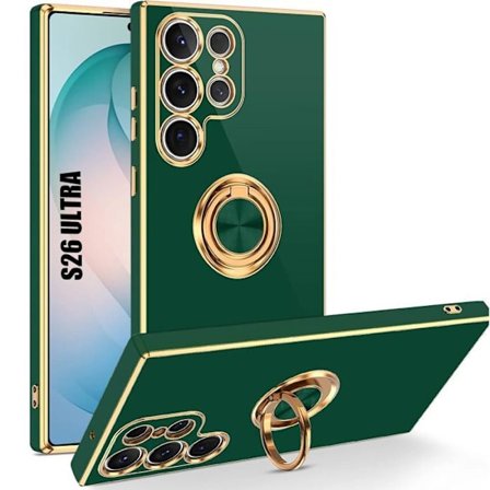 Cover til Samsung Galaxy S26 Ultra, Slim Anti-Ridse Beskyttelse med Rotationsring - Natgrøn