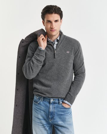 GANT Herren Superfine Lambswool Troyer (L) Grau