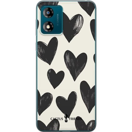 Kompatibelt Mobildeksel til Motorola Motorola Moto E13 Cactus and Friends - Bold Black Love Pattern