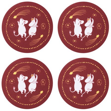 Arabia Mummi Festlige Stunder bordbrikker 9 cm, 4 stk.' - 'Rød