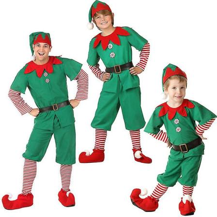 Familj Matchande Barn Vuxen Jul Elf Fancy Dress Xmas Cosplay Kostym Boys 180cm