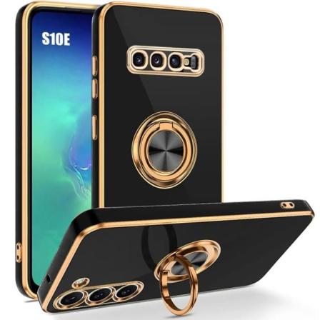 Silikonfodral till Samsung Galaxy S10e Stötsäkert Anti-Rapskydd med stödring Svart