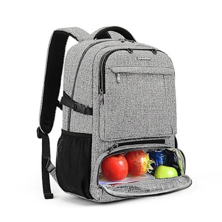 Madpakke rygsæk til kvinder Multifunktionelle køletasker 15,6 tommer Laptop rygsæk med lækagesikkert isoleret rum, grå-1-9