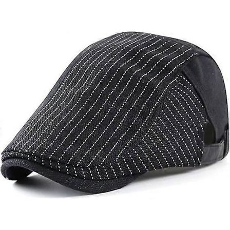 Herr Flat Cap Justerbar Newsboy Cap Bomull Gatsby Basker Keps Skytte Körhatt Ankunge Ivy Irländsk Golf Flat Hatt (Svart 1)