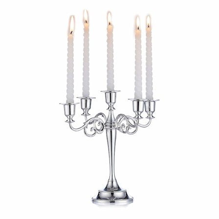 Silver Candelabra Holder 5 Arm 27cm Tall Taper Candles