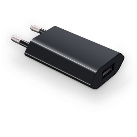 Kompakt USB-oplader til stikkontakt 1A sort SACHET