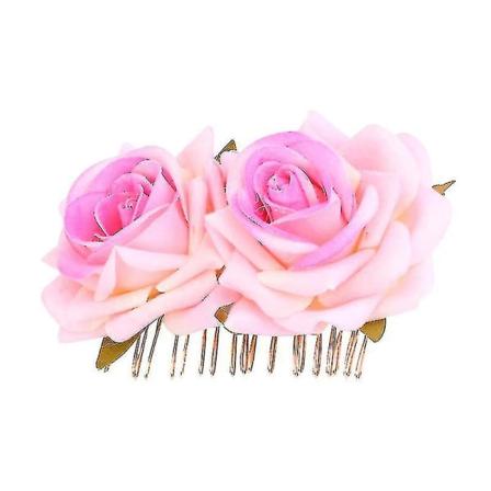 1 stk. Klud Kunst Hårkam Dobbelt Blomst Hovedbeklædning Rose Hår Dekoration Fest Hovedbeklædning Til Kvinder Piger Brude
