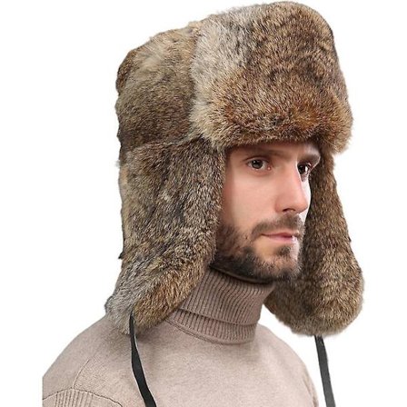 Pels hue - Unisex - Herre vinter uld hue - XXL (58-60cm)