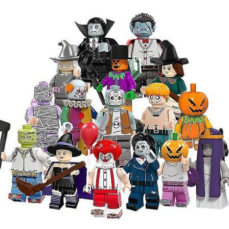 16 stk. Halloween Serie Minifigurer Græskarmænd Zombies Vampyr Heks Børne Puslespil Samling Byggeklods Legetøj