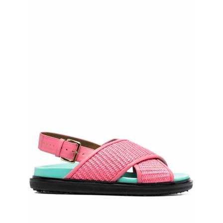 Marni Fussbett crossover-strap Sandalen , Roze , Dames , Maat: 40 EU