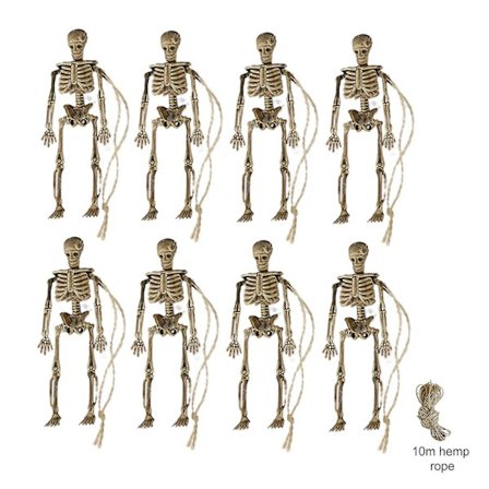 Halloween Skelettdekorationer - 8 Pack Full Body Halloween Skelett Med Rörliga Leder För Bästa Halloween Dekor