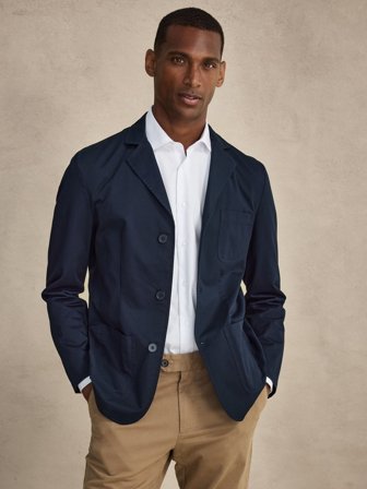 John Henric Men's Navy Blue Single Breasted Casual Blazer Size XS