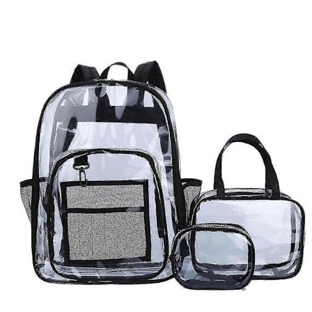 Transparent Rygsæk Pvc Rygsæk Pvc Skoletaske Stor Kapacitet Student Skoletaske Tredelt Sæt