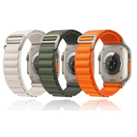 Nylon Loop Watch Band för Apple Watch Ultra 9/8/7/6/SE/5 38/40/41mm Orange + Green + Starlight