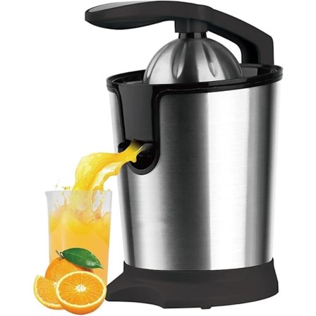 Kannettava ruostumattomasta teräksestä valmistettu mehupuristin: Tehokas mehustus, helppo puhdistaa, sopii sitrushedelmien mehustamiseen.