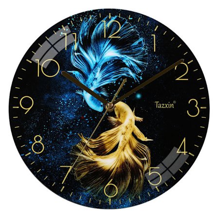 Kreativt fiskedesign vægur | Lydløst kvartsværk uden tikken | Rundt MDF-ur med rammeløst spejl | 12" moderne kunstur til stue, køkken