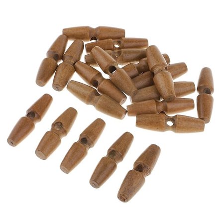 20 stk Tre Nåløye Knapper Klær Tilbehør Enkelt Hull Brun