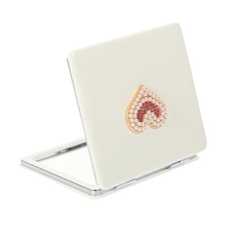 Fällbar smink spegel: Rhinestone bärbar spegel Pärlkantad fyrkantig plånbok Antik spegel smink spegel Retro kompakt pärla hjärtformad kompakt spegel 