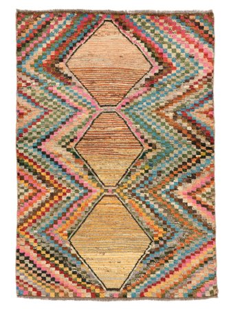 98X140 Tapis Moroccan Berber - Afghanistan Moderne Marron/Orange (Laine, Afghanistan) Carpetvista