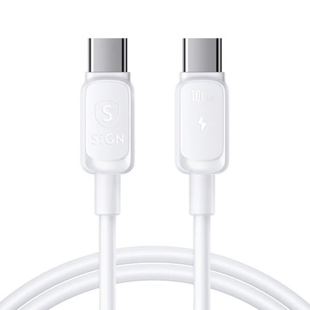 SiGN USB-C till USB-C Kabel 100W, 3m - Vit