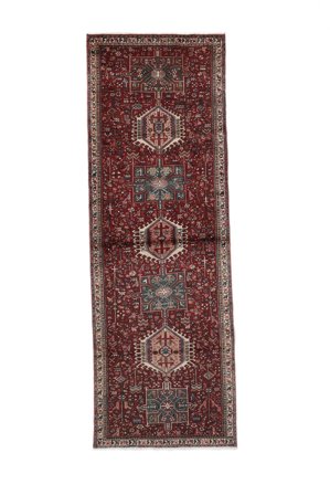 Hamadan Rug 103X299 Runner Black/Dark Red Wool, Persia
