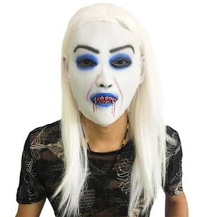 Skrekkmaske manuskript drap NPC mann og kvinne maske hodeplagg romflukt hjemsøkt hus kvinnelig spøkelseskjole Halloween dans White hair bleeding (