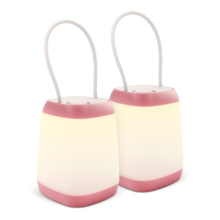 2-pakning LED batteridrevne lys, bærbare LED teltlys, IPX4 vanntett, 3 moduser [Rosa]