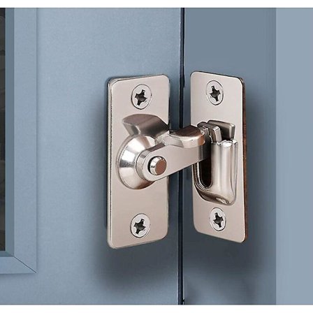 90 graders dør lås lås, rustfrit stål sikkerhedsvinkel lås lås til skyde/skubbe dør, satin nikkel