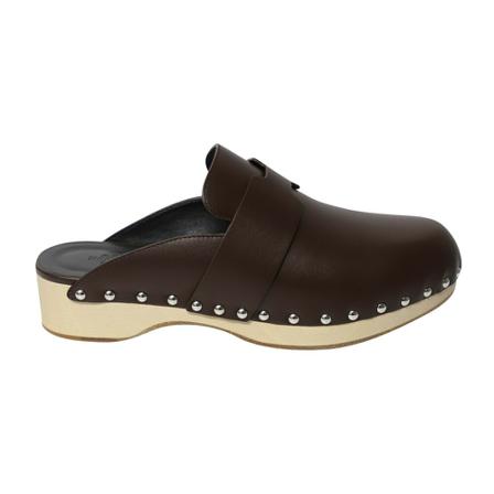 Hermès Vintage, Pre-Owned Clogs in Leather Bruin, Dames, Maat:40 EU