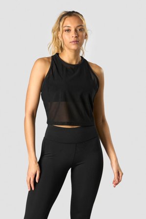 ICANIWILL - Revive Mesh Cropped Tank Top Wmn Black- Training tank tops - Damen - ICIW