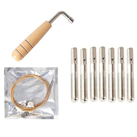 7 Metal Harpesnore + 7 stk. Snorestift + Stemmeskrue, til Lyre Harp Lille Harp Musikinstrument