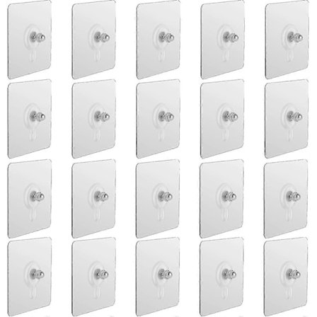 20 stk. selvklæbende hængende søm, vægmonteret skruekrog, stansfri sømløs skrue, vandtæt vægkrog til badeværelse, køkken, sømfri [DB]