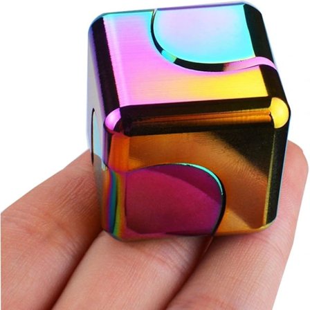 Fidget Spinner Toy Cube for Voksne, Metall Valentinsgave EDC Kule Skrivebordsdingser Kontor Sensorisk Leke