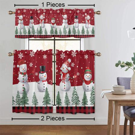 1/2 St Printed Pläd Blackout Valance Xmas Short Panel