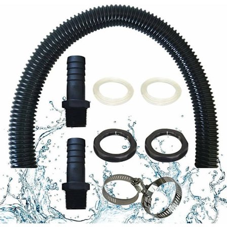 Regnvattentunneanslutningsslang inklusive 2 slangmunstycken med låsmutter - regnvattentunneanslutningsset (50 cm)