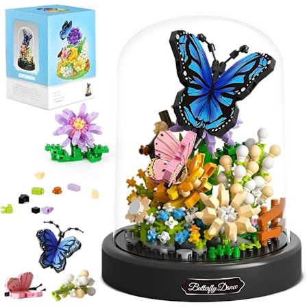 Byggsats för fjärilsblommor, 530 delar, insektssamling med dammskydd, mikro mini botanisk byggleksak, DIY Hom