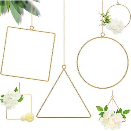 Metallisk geometrisk kransjärnring cirkelkrans konstgjord blomma stor cirkel hängande ring stor järnring cirkeldekoration 25 cm