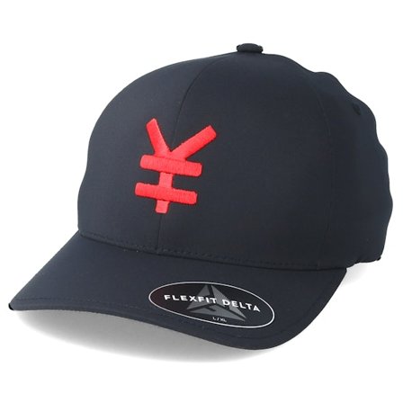 Yapan - Černá flexfit Kšiltovka - Yen Delta Black/Red Flexfit @ Hatstore